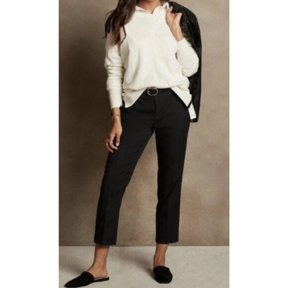 Banana Republic Avery Wool Black Straight Ankle Pants Work Office Trouser Size 4 - Picture 1 of 12